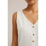 WE Fashion - Dames Playsuit - Wit - Katoen - Regular Fit