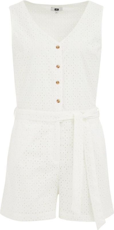 WE Fashion - Dames Playsuit - Wit - Katoen - Regular Fit