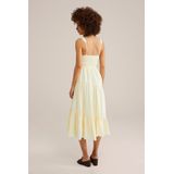 Midi-Jurk - Regular Fit - Hartvormige Halslijn - Geborduurde Details