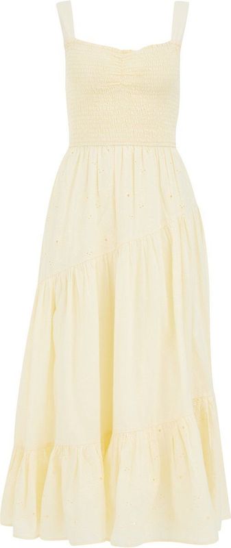 Midi-Jurk - Regular Fit - Hartvormige Halslijn - Geborduurde Details