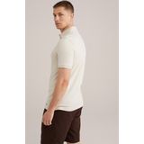 WE Fashion - Slim Polo - Beige - Stretchkatoen - Korte Mouwen