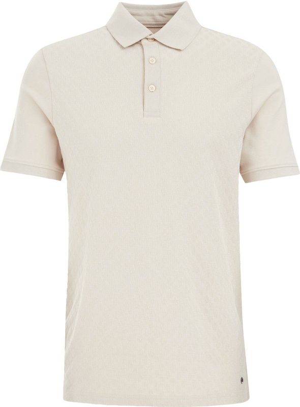 WE Fashion - Slim Polo - Beige - Stretchkatoen - Korte Mouwen