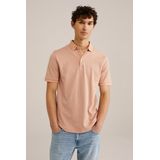 WE Fashion - Heren Slim Fit Polo - Zalmroze - Katoen