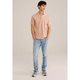 WE Fashion - Heren Slim Fit Polo - Zalmroze - Katoen