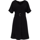 WE Fashion - Dames Jurk - Zwart - Regular Fit - Ceintuur