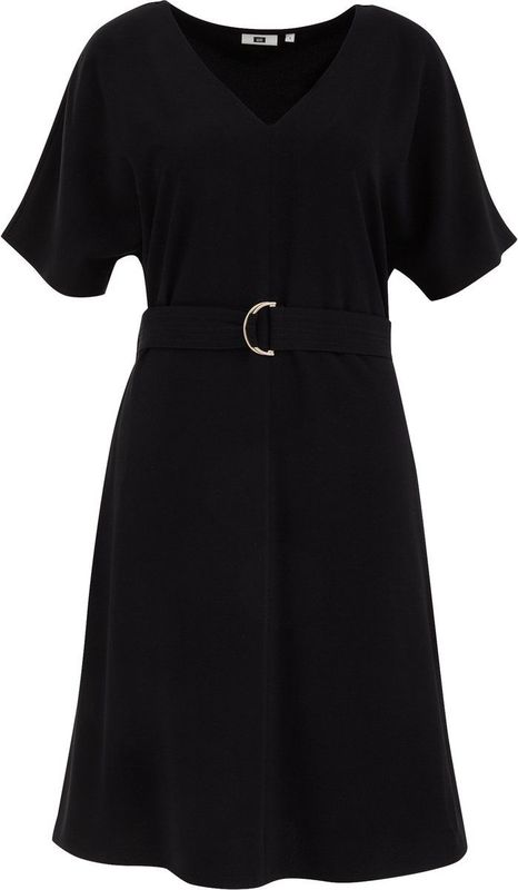 WE Fashion - Dames Jurk - Zwart - Regular Fit - Ceintuur