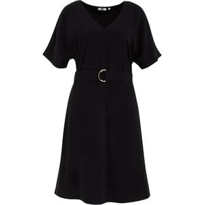 WE Fashion - Dames Jurk - Zwart - Regular Fit - Ceintuur