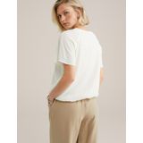 WE Fashion - Blouseshirt - Offwhite - Losse Pasvorm - Kwartmouw