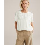 WE Fashion - Blouseshirt - Offwhite - Losse Pasvorm - Kwartmouw