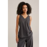 WE Fashion - Dames Singlet - Donkergrijs - Regular Fit - Viscose