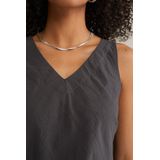 WE Fashion - Dames Singlet - Donkergrijs - Regular Fit - Viscose