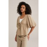 Blouse - Wijde Blouse - Effen - Viscose - Halve Mouw