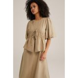 Blouse - Wijde Blouse - Effen - Viscose - Halve Mouw