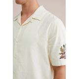 WE Fashion - Regular - Overhemd - Ecru - 100% Katoen, Korte Mouwen, Reverskraag