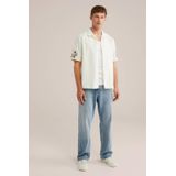 WE Fashion - Regular - Overhemd - Ecru - 100% Katoen, Korte Mouwen, Reverskraag