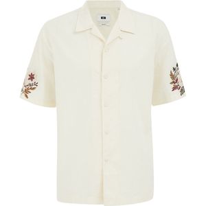 WE Fashion - Regular - Overhemd - Ecru - 100% Katoen, Korte Mouwen, Reverskraag