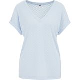 WE Fashion - T-shirt - Regular Fit - Met Opengewerkt Dessin