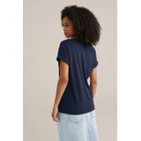 WE Fashion - Dames T-shirt - Marineblauw - Regular Fit