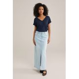 WE Fashion - Dames T-shirt - Marineblauw - Regular Fit