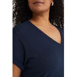 T-shirt - Opengewerkt Dessin - V-hals - Korte Mouwen - Jerseykwaliteit