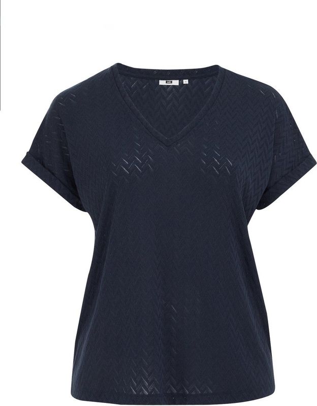 T-shirt - Opengewerkt Dessin - V-hals - Korte Mouwen - Jerseykwaliteit