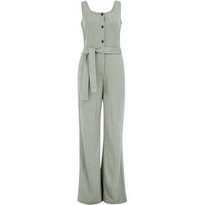 Jumpsuit - Nauwsluitende Fit - Vierkante Hals - Rechte Pijpen - Ceintuur