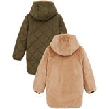 WE Fashion - Reversible Jas - Khaki - Imitatiebont - Regular Fit