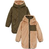 WE Fashion - Reversible Jas - Khaki - Imitatiebont - Regular Fit