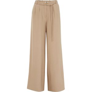 WE Fashion - Bandplooibroek - Lichtbruin - Viscose - Regular Fit - Mid Waist