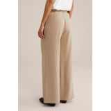 WE Fashion - Bandplooibroek - Lichtbruin - Viscose - Regular Fit - Mid Waist