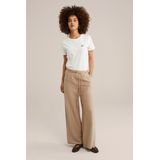 WE Fashion - Bandplooibroek - Lichtbruin - Viscose - Regular Fit - Mid Waist