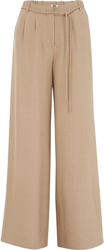 WE Fashion - Bandplooibroek - Lichtbruin - Viscose - Regular Fit - Mid Waist