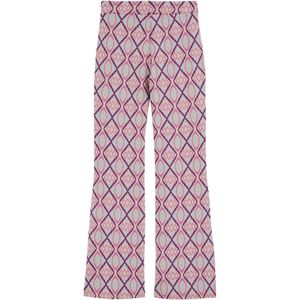 WE Fashion flared broek paars/lichtblauw/roze