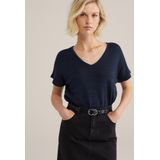 WE Fashion - Gebreide Trui - Biologisch Katoen - V-hals - Korte Mouwen