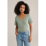 WE Fashion top lichtkaki grof gebreid