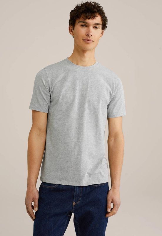 WE Fashion - Slim Fit T-shirt - Lichtgrijs - Katoen