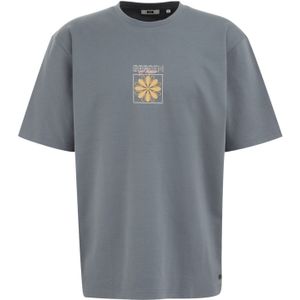 WE Fashion - Heren Heavyweight Loose Fit T-shirt - Grijsblauw - Katoen