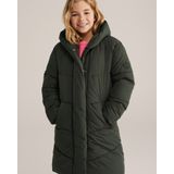 WE Fashion - Meisjes Jas - Donkergroen - Regular Fit