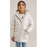 WE Fashion - Meisjes Jas - Metallic Look - Teddy Gevoerde Capuchon - Regular Fit