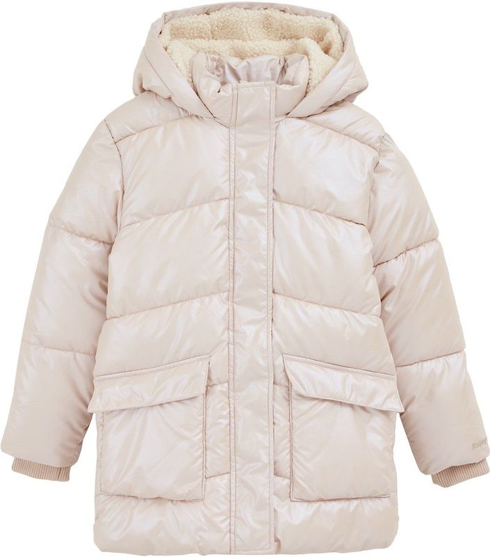 WE Fashion - Meisjes Jas - Metallic Look - Teddy Gevoerde Capuchon - Regular Fit