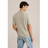 WE Fashion - Regular Fit - Gebreide Polo - Beige - Katoen