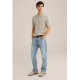 WE Fashion - Regular Fit - Gebreide Polo - Beige - Katoen