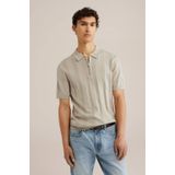 WE Fashion - Regular Fit - Gebreide Polo - Beige - Katoen