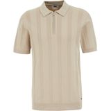WE Fashion - Regular Fit - Gebreide Polo - Beige - Katoen
