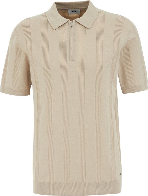WE Fashion - Regular Fit - Gebreide Polo - Beige - Katoen