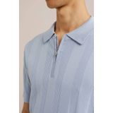 WE Fashion - Regular Polo - Lichtblauw - Ingebreid Patroon