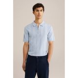 WE Fashion - Regular Polo - Lichtblauw - Ingebreid Patroon