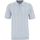 WE Fashion - Regular Polo - Lichtblauw - Ingebreid Patroon