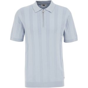 WE Fashion - Regular Polo - Lichtblauw - Ingebreid Patroon