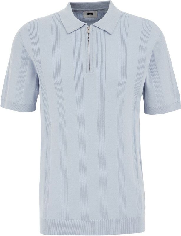 WE Fashion - Regular Polo - Lichtblauw - Ingebreid Patroon